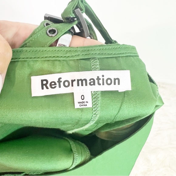 REFORMATION GREEN SLEEVELESS STRETCH MIDI JAYDEN DRESS WOMENS SZ XS - Picture 6 of 8